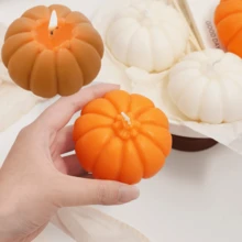 1pc 2024 Halloween Pumpkin Scented Candle, Funny Decor Shape For Horror Party, Gift & Decoration, Realistic Pumpkin Candle, Happy Halloween - Multicolor - View 1