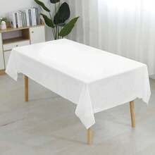 2pcs Plastic Disposable Table Cover, Minimalist Solid Color White Disposable Tablecloth For Party,