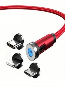 BinBoom (1 根电缆+3 个插头)540 旋转磁性电缆快速充电 Micro USB Type C 电缆 USB C 电缆兼容 iPhone、三星等快速充电器线手机数据线 3 合 1 - 彩色 - 查看 14