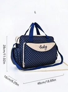 Baby Fashionable Polka Dot Large Capacity Multi Compartment Shoulder Diaper Bag For Outing - Navy Blue - View 14