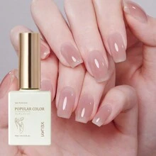 1pc Light Pink Ice Through Gel Nail Polish 15ML Soak Off Glitter Gel Polish For All Seasons - Home Salon Nail Art DIY - 藕粉色 - 查看 2