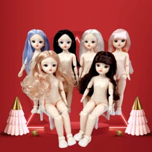 Muñeca de moda BJD de 11,81 pulgadas, muñeca bonita con maquillaje, articulaciones removibles, desnuda OB11, regalo de DIY para niña, muñeca Kawaii de dibujos animados de animación 3D con rostro de ojos verdaderos y disfraz, regalo de sorpresa de cumpleaños, Navidad, Año Nuevo