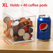 1pc Acrylic Coffee Pod Holder With Lid, Capsule Stand, Coffee/Tea/Candy Storage Container, Reusable Transparent Dust-Proof Organizer Back To School