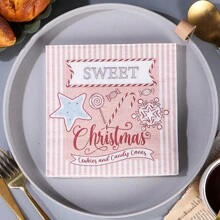 20pcs/Bag Christmas Napkins Sweet Christmas Pattern 6.5-Inch Two-Layer Pure Wood Pulp Kitchen Paper Suitable For Christmas Party Decoration Restaurant Kitchen Supplies