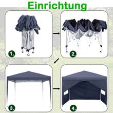 YUENFONG Folding Gazebo Folding Tent UV Protection - Garden Gazebo Party Tent Garden Tent Waterproof - For Garden/Party/Wedding/Picnic (3x3m, 4 Side Panels, Anthracite/Grey/White/Green) - 無菸煤 - 查看 6