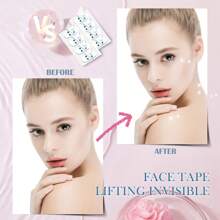 40 片装面部胶带、面部提升胶带、隐形面部提升胶带、即时面部提升贴纸、面部提升胶带和下巴胶带、双下巴秘密化妆胶带、松弛皮肤面部提升贴纸 - 彩色 - 查看 7