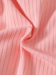 女婴粉色褶皱短袖连体衣和蝴蝶结长裤两件套 - 粉色 - 查看 8