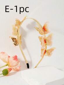 3 piezas Diademas elegantes con decoración de hojas y pedrería - Dorado - Ver 15