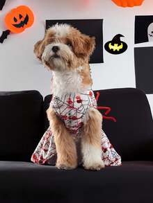 Horror Blood Spider Pattern Dress Pet Costume For Small/Medium Dogs & Cats, Halloween Halloween Halloween Costumes - Multicolor - View 4