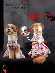 Horror Blood Spider Pattern Dress Pet Costume For Small/Medium Dogs & Cats, Halloween Halloween Halloween Costumes - Multicolor - View 2