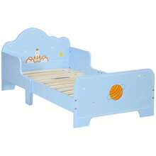 Zonekiz Letto per Bambini con Sponde Anti-Caduta, Lettino per Bambini Età 3-6 Anni con Fantasia Spaziale, 143x74x59cm, Azzurro