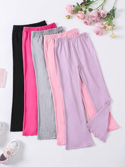 3pcs/Set Tween Girl Solid Color Leggings, Autumn & Winter