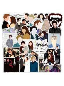 50PCS Classic Twilight Vampire Theater Graffiti Stickers Stylish Creative DIY Decorative Decals Perfect For Water Bottles, Helmets, Skateboards, And Stationery Cases - 彩色 - 查看 2