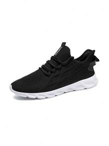Zapatillas De Deporte Para Correr Para Hombre Zapatillas Deportivas Atléticas Casuales De Malla Transpirable Zapatos De Tenis De Gimnasio Cómodos Y Ligeros Para Caminar Y Jogging En Negro Y Blanco