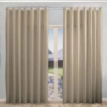 Curtain 6.00 X 2.30 Microfiber Fabric For Living Room Bedroom Eyelets Chrome Various Colors - 米色 - 查看 1
