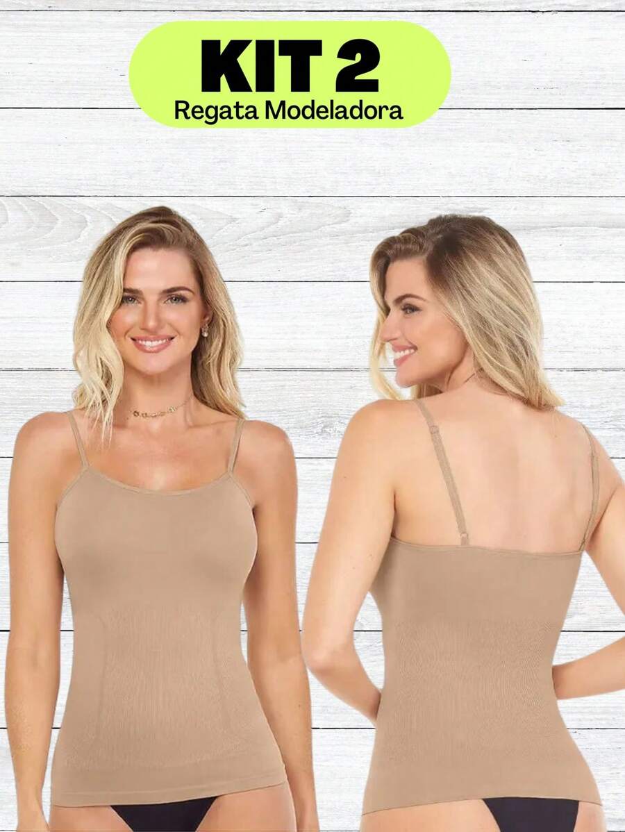 Kit With Two Comfortable Compression Shirts Without Pads - 巧克力棕 - 查看 1