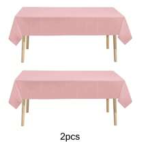2pcs Plastic Disposable Table Cover, Minimalist Solid Color White Disposable Tablecloth For Party,