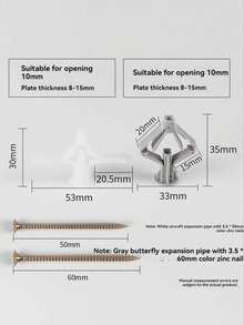 DAIEN Drywall Specific Plastic Expansion Anchor Screw Bolts Set, Includes Screws, Sleeves, And Anchors - Aircraft Butterfly Expansion Screw - View 3