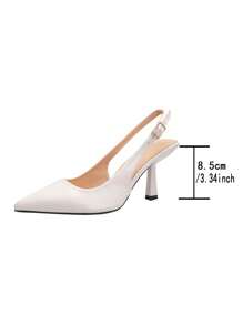 OMS 2024 Summer Women's Pointed Toe Low Heel Backless Sandals, Korean Style Plaid Pattern Thick Heeled Slip-On Flats, French Vamp Design Dress Shoes