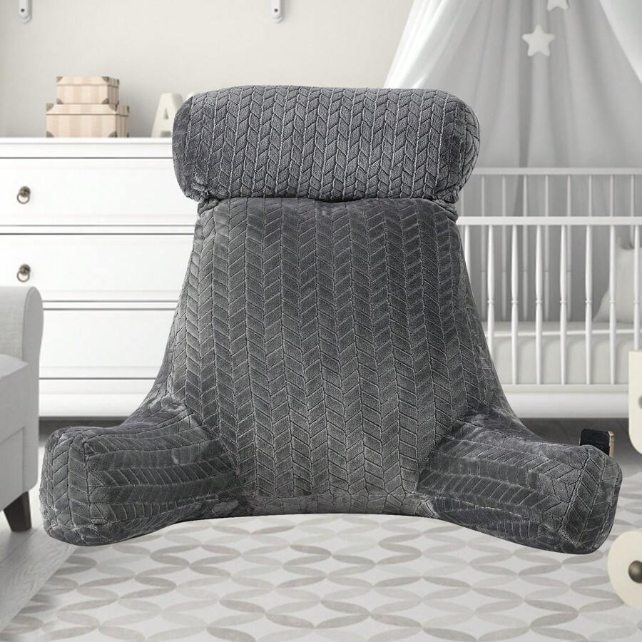 Reading Pillow For Bed Back Rest Lumbar Support Arm Seat Cushion Lounger Pad 2 In 1 Extra Large Reading Pillow With Neck / Arm Support With Extra Filled - Dark Grey - View 1