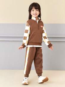 mini bala Young Girl Hoodie Set Baby College Style 2-Piece Set