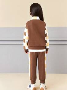 mini bala Young Girl Hoodie Set Baby College Style 2-Piece Set