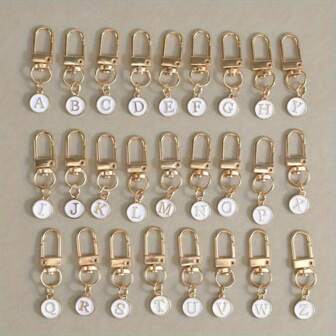 1pc Personalized Initial Letter Keychain, Metal Letter Pendant, Double-Sided Round Keyring, Letter Charm Suitable For Wallet, Backpack, Car Keys Decoration, Ideal For Girls - Assorted Letters Car Accessories Bag Charm School Cute Goth Y2k Halloween Accessories Teachers Day Christmas Gift Ideas