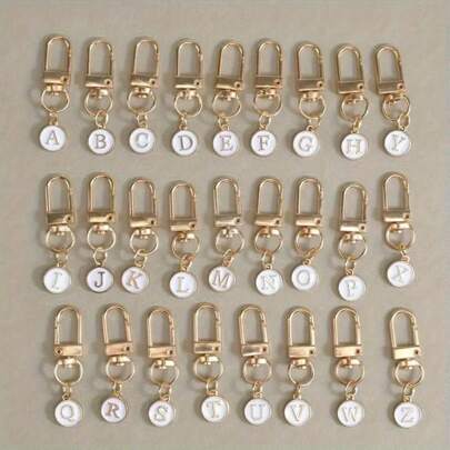 1pc Personalized Initial Letter Keychain, Metal Letter Pendant, Double-Sided Round Keyring, Letter Charm Suitable For Wallet, Backpack, Car Keys Decoration, Ideal For Girls - Assorted Letters Car Accessories Bag Charm School Cute Goth Y2k Halloween Accessories Teachers Day Christmas Gift Ideas