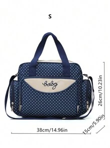 Baby Fashionable Polka Dot Large Capacity Multi Compartment Shoulder Diaper Bag For Outing - Navy Blue - View 15