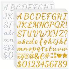 15sheets Glitter Letter Stickers, Glitter Cursive Number Alphabet Stickers Self-Adhesive DIY Number Labels Greeting Card Glitter Stickers For Decoration, Scrapbook, Mailbox, Kitchen, Graduation Cap, Logo, Home, Business, Crafts(Golden) ﻿ - Gold - View 19