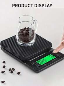 1 pieza Balanza electrónica de cocina multifunción de alta precisión color negro con temporizador, balanza de cocina de alta precisión, balanza de café manual italiana, balanza inteligente para café molido y de goteo, balanza para espresso de 3kg/0,1g con función de pelado