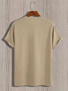 Men's Short Sleeve Music Print T-Shirts Comfortable Casual Elastic Neck T-Shirts Men Clothing - 米色 - 查看 3
