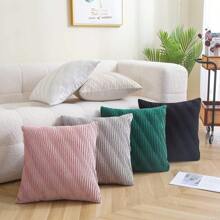 1pc Ultra Soft Velvet Pleated Stripe Decorative Throw Pillow Cover, Luxurious Modern Square Textured Bohemian Stripe Square Full Set, Suitable For Sofa, Bedroom, Leisure Living Room, Car, Office, Cafe And Other Leisure Spaces, Suitable For All Seasons - Emerald Green - View 7
