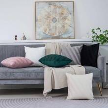 1pc Ultra Soft Velvet Pleated Stripe Decorative Throw Pillow Cover, Luxurious Modern Square Textured Bohemian Stripe Square Full Set, Suitable For Sofa, Bedroom, Leisure Living Room, Car, Office, Cafe And Other Leisure Spaces, Suitable For All Seasons - Emerald Green - View 6