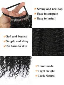 黑色马尾辫接发，卷曲马尾辫接发，轻盈蓬松假马尾接发带发带，20 英寸女士长款环绕式柔软合成假发 - 彩色 - 查看 5