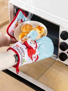 1 套圣诞微波炉/烤箱耐热手套和加热垫圣诞装饰品圣诞装饰圣诞礼物圣诞派对用品 - 彩色 - 查看 9