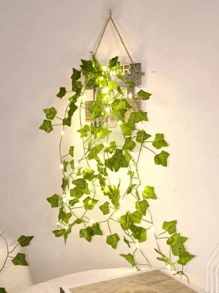 5PCS 20LED/2M,50LED/5M,100LED/10M String Light Fake Vines For Room Decor, Artificial Ivy Garland Hanging Plants Faux Greenery Leaves Bedroom Aesthetic Decor For Home Garden Wall Wedding