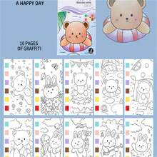 Kids Watercolor Painting Book With Paints, Sketch Pad, Coloring Book - Multicolor - View 12