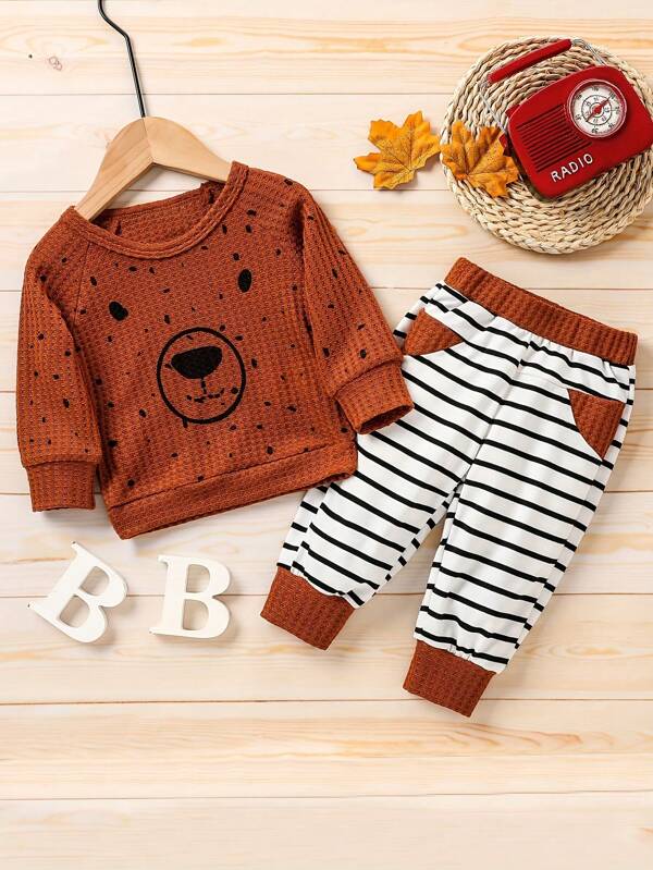 Conjunto informal de 2 piezas con estampado lindo para bebé niño