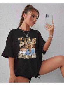 Basic T-Shirt Tião Ranquei Vorta Oua Bar Tufo Tião Graphic Shark Meme - 黑色 - 查看 2