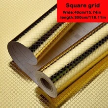 3m/5m Gold/Silver Aluminum Foil Self-Adhesive Wall Sticker For Kitchen Stove Backsplash, Waterproof, Moisture-Proof, Oil-Proof, Fireproof, Heat Resistant, Trimmable Wall Protector Paper