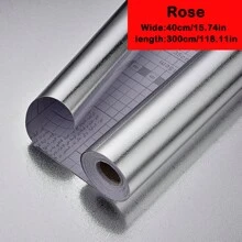 3m/5m Gold/Silver Aluminum Foil Self-Adhesive Wall Sticker For Kitchen Stove Backsplash, Waterproof, Moisture-Proof, Oil-Proof, Fireproof, Heat Resistant, Trimmable Wall Protector Paper