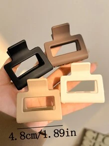 4 件中号女式黑色、白色、棕色、卡其色 2 厘米方形塑料发夹，时尚百搭优雅简约纯色发饰，适合日常、休闲、派对、通勤、度假、洗脸、化妆、服装搭配、发爪、爪夹、发夹、发夹秋冬 - 彩色 - 查看 3