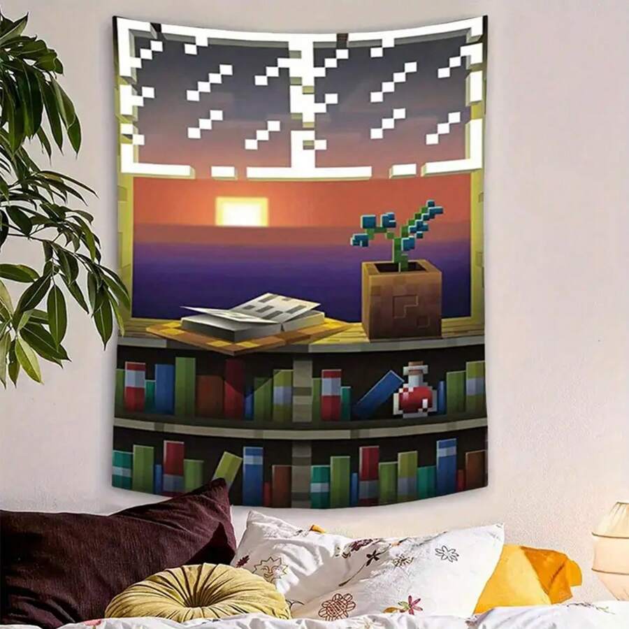 1 Stück Wandbehang Wandteppich aus Plüsch im Pixel-Stil, waschbar, geeignet für Schlafzimmer, Wohnzimmer, Wohndekoration, geeignet als Geschenk für Frauen, Männer, Freunde