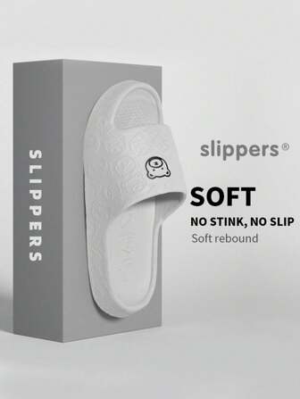 TIKP 男士 EVA 舒适厚底防滑浴室拖鞋，卡通设计，适合室内、室外和海滩，春夏季