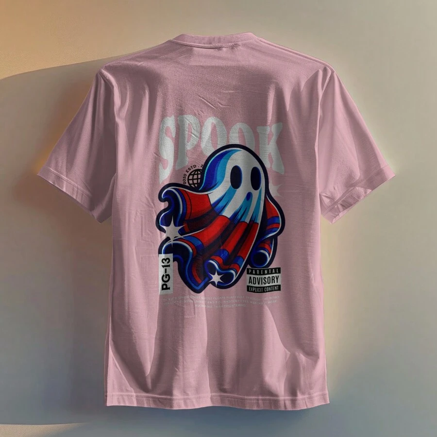 Men's And Women's Tumblr T-Shirts Premium Streetwear Cotton Shirt Super Promotion Street Style Printed BOO!! (FRONT AND BACK) - 淺粉色 - 查看 1