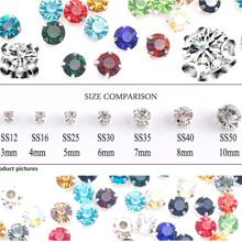 4mm 5mm 6mm 7mm 8mm, 5 Kích thước, Đế móng vuốt màu bạc, vàng Hình tròn sáng bóng nhiều màu thủ công bằng thủy tinh pha lê khâu tay đính keo trang trí hạt đá Rhinestone phẳng có lỗ Đá lấp lánh Phụ kiện DIY May đá Strass để trang trí quần áo, váy, túi xách, giày dép, trâm cài, hoa tai, đồ thủ công mỹ nghệ DIY. - Bạc - Xem 3