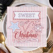 20pcs/Bag Christmas Napkins Sweet Christmas Pattern 6.5-Inch Two-Layer Pure Wood Pulp Kitchen Paper Suitable For Christmas Party Decoration Restaurant Kitchen Supplies