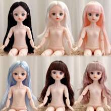 Muñeca de moda BJD de 11,81 pulgadas, muñeca bonita con maquillaje, articulaciones removibles, desnuda OB11, regalo de DIY para niña, muñeca Kawaii de dibujos animados de animación 3D con rostro de ojos verdaderos y disfraz, regalo de sorpresa de cumpleaños, Navidad, Año Nuevo