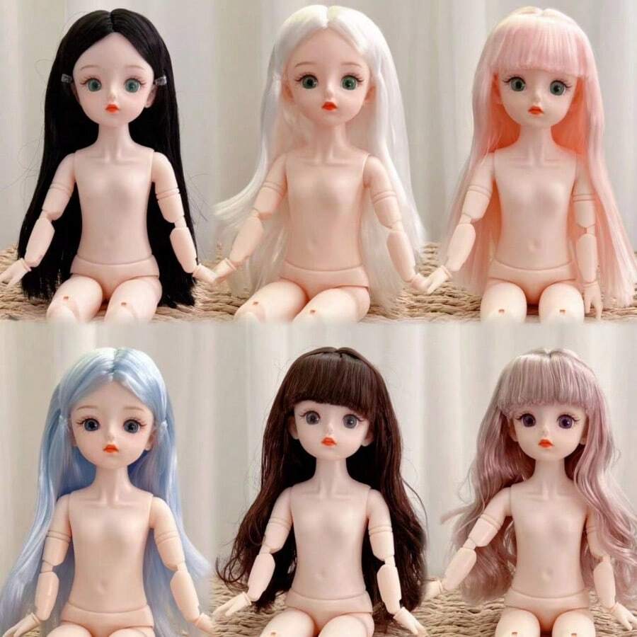 Muñeca de moda BJD de 11,81 pulgadas, muñeca bonita con maquillaje, articulaciones removibles, desnuda OB11, regalo de DIY para niña, muñeca Kawaii de dibujos animados de animación 3D con rostro de ojos verdaderos y disfraz, regalo de sorpresa de cumpleaños, Navidad, Año Nuevo